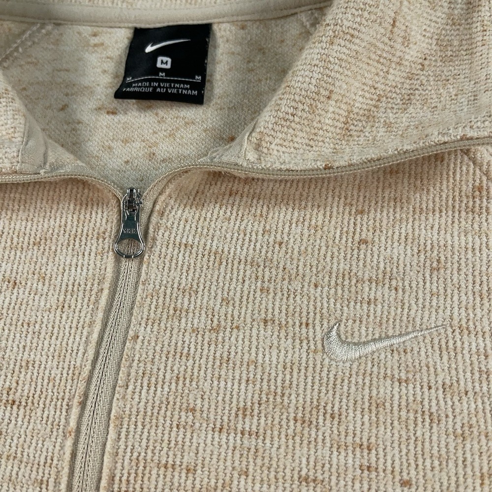 Nike Quarter Zip Mock Neck Pullover Sweater Women's Size Medium Beige Cropped - Picture 5 of 12